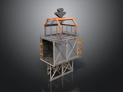 Industrial Tower Equipment With Metal Frame Structure And Mechanical Arm Platform 3d model