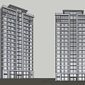 Modern High Rise Residential Building Exterior Design With Glass Curtain Wall And Balconies