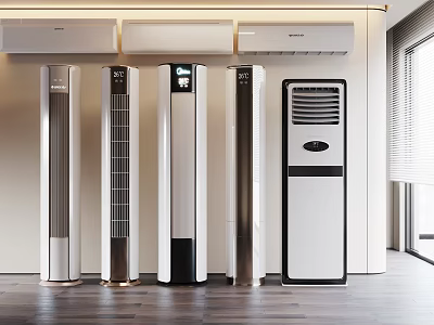 Indoor Display Of Modern Air Conditioner Fans With Varied Designs 3d model