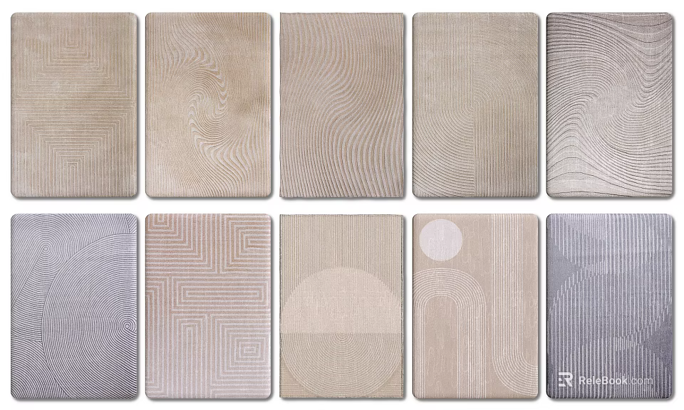 Square Rugs Featuring Various Modern Patterns and Textures for Home Decor 3d model