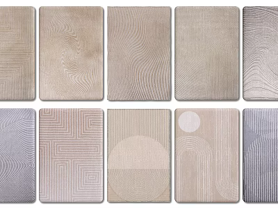 Square Rugs Featuring Various Modern Patterns and Textures for Home Decor 3d model