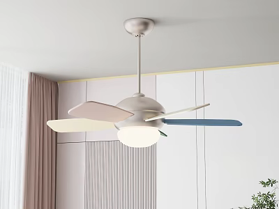 Modern Ceiling Air Cooler Fan with Colorful Blades and Lighting for Indoor Room 3d model