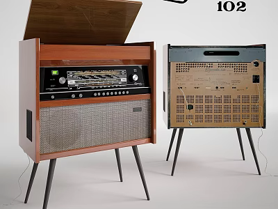 Two Vintage Radios With Wooden Case Metal Mesh And Control Panels Design 3d model