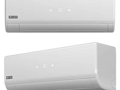 White Wall Mounted Air Conditioner Fan With Digital Temperature Display Control 3d model