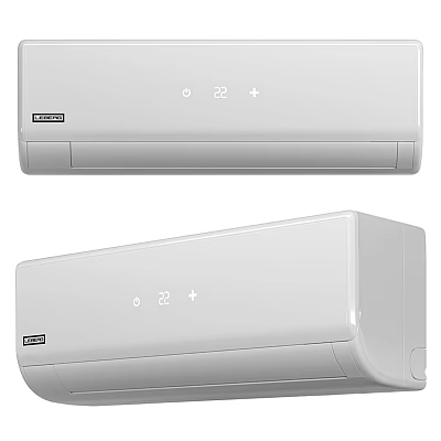 White Wall Mounted Air Conditioner Fan With Digital Temperature Display Control 3d model