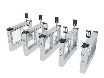 Modern Automatic Turnstiles With Facial Recognition And Card Reader Access Control 3d model