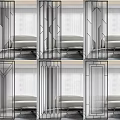 Modern Glass Partition Design For Stylish Bedroom Interior With Geometric Patterns 3d model