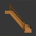 Orange Wooden Staircase Furniture With Handrail And Curved Steps Design