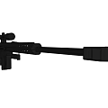 Black Sniper Rifle With Scope And Bullet On Light Blue Gray Background