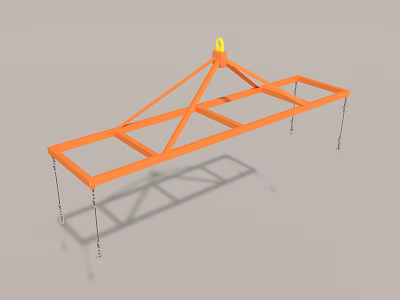 Orange Construction Component Frame With Yellow Top Part And Hanging Chains 3d model