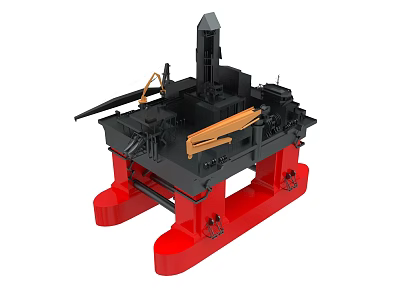 Industrial Heavy Duty Equipment With Red Base Black Frame And Orange Metal Parts 3d model