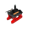 Industrial Heavy Duty Equipment With Red Base Black Frame And Orange Metal Parts