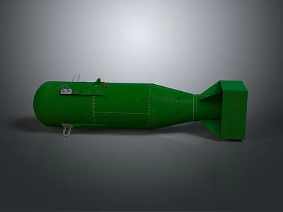 Green Military Bomb With Metallic Structure Rear Fins And Explosive Design 3d model
