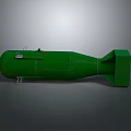 Green Military Bomb With Metallic Structure Rear Fins And Explosive Design