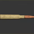 Detailed Metallic Bullet With Golden Brass Casing And Red Copper Tip