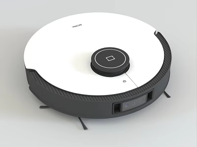 Smart Robot Vacuum With White Top And Black Base For Automatic Cleaning 3d model