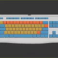 Colorful Computer Keyboard With Blue Yellow Orange Keys And White Frame