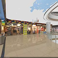 Vibrant Shopping Mall Atrium Featuring Colorful Balloons Cartoon Bear Sculpture And Shiny Floor