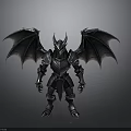 Fantasy Armored Creature With Metallic Wings And Detailed Dark Armor Design