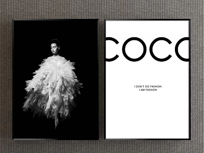 Stylish COCO Fashion Designer Portrait with Feather Dress Figure in Black and White Background 3d model