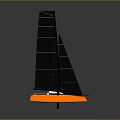 Modern Sailboat With Black Sails And Orange White Hull Water Transportation Vehicle