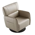 Modern Leather Beige Single Sofa With Armrest And Metal Round Base 3d model