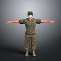 Game and Movie Character Wearing Military Camouflage Uniform With Cap And Mask And Arms Outstretched
