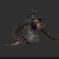 Black Spiked Monster Creature With Bulky Body Large Mouth And Tentacle Like Arms