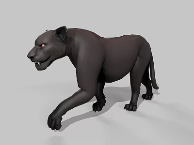 Realistic Black Panther 3D Model With Red Eyes And Walking Pose 3d model