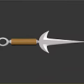 Throwing Dart Weapon With Orange Handle And Sharp Metal Blade Design