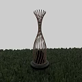 Outdoor Lamp with Branch Like Metal Frame Design and Illuminated White Light in Green Grass