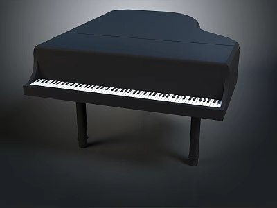 Classic Black Grand Piano With White Keys And Four Legs As Essential Household Item 3d model