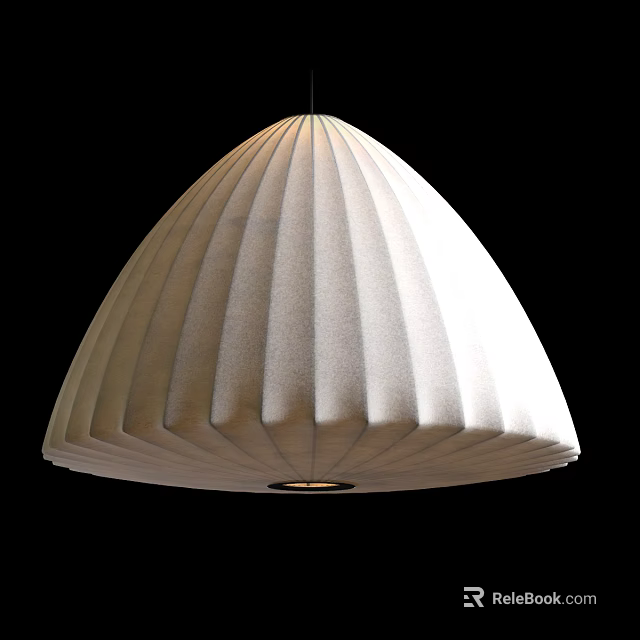 Elegant Modern Domed Pendant Light With Pleated Light Colored Fabric Design 3d model 