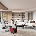 Modern Living and Dining Room Interior With Sofa Coffee Table and Green Plant