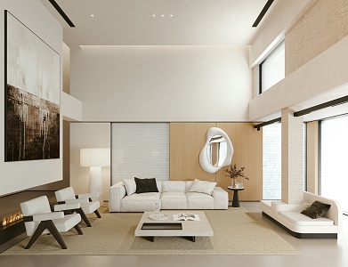 Modern Duplex Minimalist Living Room 3d model