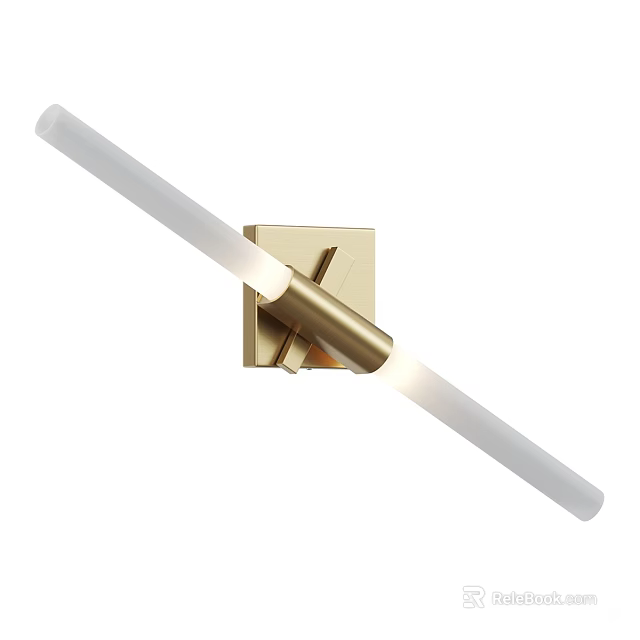Modern Minimalist Wall Light With Golden Bracket And White Tube Design 3d model 