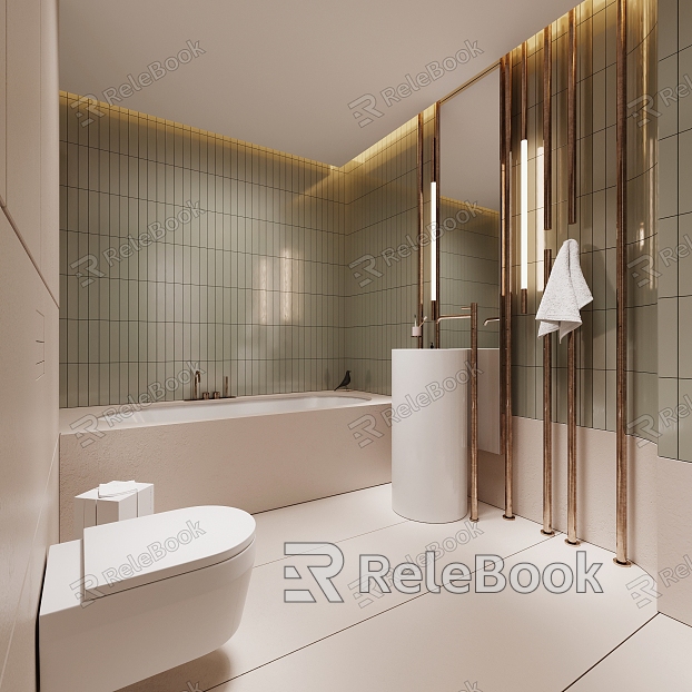 Cream wind toilet main bathroom secondary bathroom bathtub toilet sink model