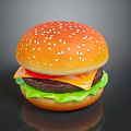 Delicious Hamburger With Sesame Seed Bun Fresh Lettuce Ripe Tomato Melty Cheese And Juicy Patty
