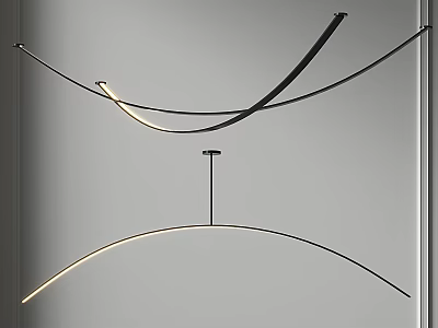 Modern Minimalist Curved Chandelier Design With Soft Warm Lighting And Sleek Metal Structure 3d model