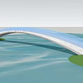 Modern Blue Arch Bridge with Smooth Curved Structure Spanning Over Calm Water 3d model