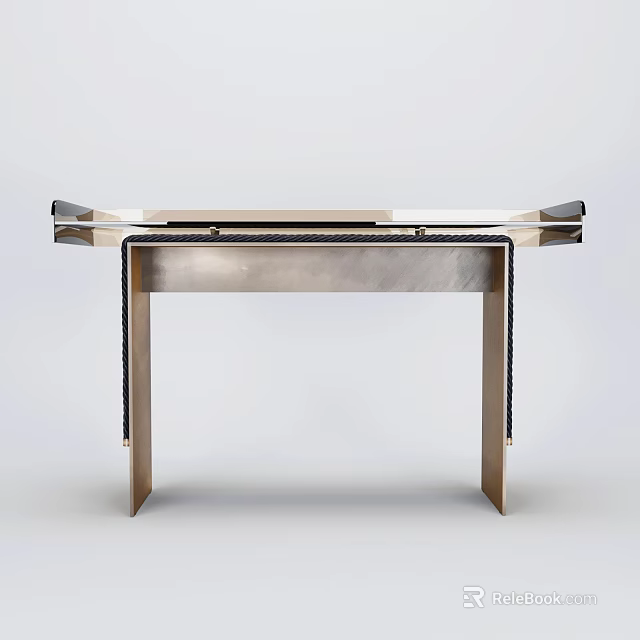 Modern Metal Desk Featuring Unique Frame And Sleek Surface Design 3d model