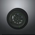 High Performance Car Wheel Component With Black Tire Alloy Rim Green Accents