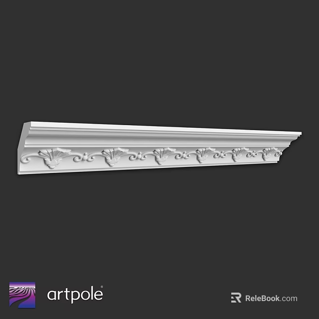 White Decorative Molding With Intricate Carved Floral Patterns For Interior Design 3d model 