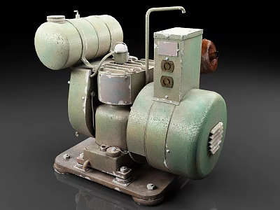 Vintage Green Industrial Equipment With Cylindrical Tanks And Metal Pipes 3d model