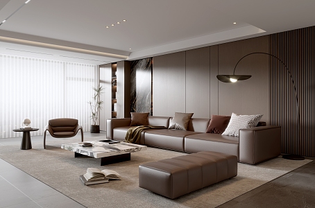 Modern Italian Living Room Light Luxury Sofa Coffee Table Combination 3d model