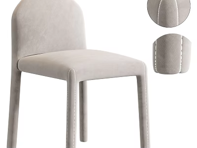 Light Gray Velvet Leisure Chair With Arched Back And Stitched Details 3d model