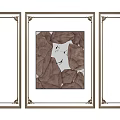 Three Ornate Plaster Moulding Frames With Central Rock Bird Painting