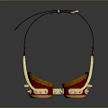 Steampunk Style Leather Strap Goggles With Gold Metal Accents And Red Frame Design
