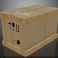 Wooden Shipping Crate With Crossed Straps And Fragile Symbols On Side