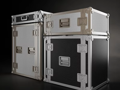 Metallic Hard Cases with Silver Black Finish Aluminum Frame Secure Latches and Modern Storage Design 3d model